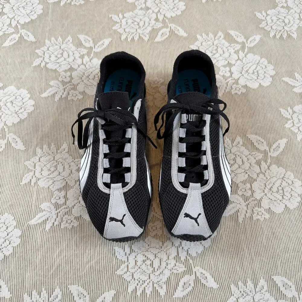 Puma Running Black & Silver Retro Sneakers Size 7.5